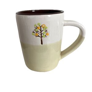 2009 Starbucks Coffee Cup Mug Hand Painted Tree Of Life Green Ivory Brown 14 oz